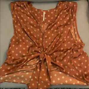 Free People Silky Tie Front Top